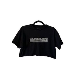 Alphalete Women's Black Crop Tee Logo Size Large